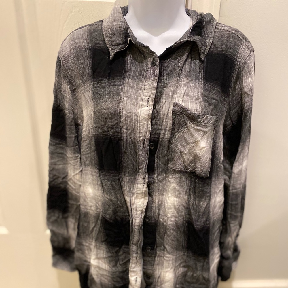 Ava & Viv Plaid Button Up Blouse 3XL